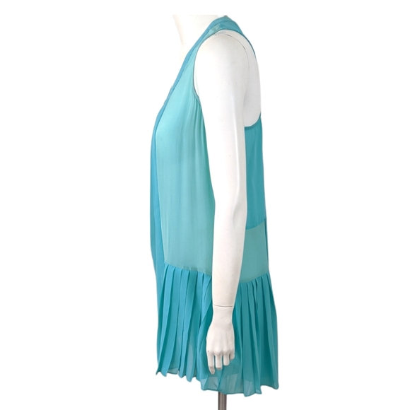 Anthropologie Maeve Pleated Racerback Shift Dress Womens Medium Petite Chiffon - Picture 6 of 14